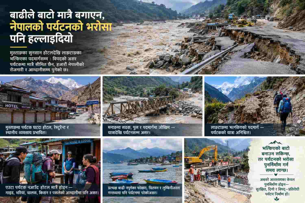 बाढीले बाटो मात्रै बगाएन, नेपालको पर्यटनको भरोसा पनि हल्लाइदियो